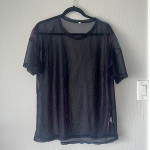 ❌SOLD❌SHEIN Curve Metallic Mesh Sleeve Shirt